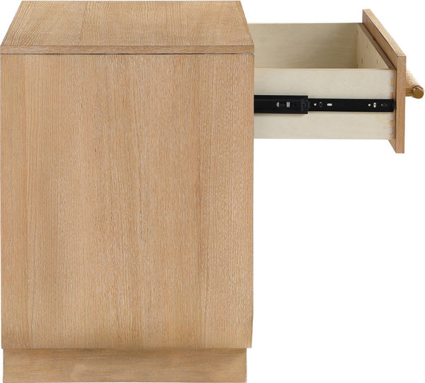 Meridian Furniture Sorell Solid Wood Nightstand with Oak Veneer Top Rounded Edges Scandinavian Bedroom Style Natural 66014Natural-NS