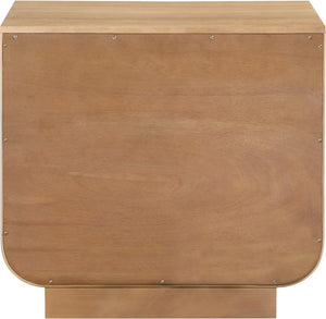 Meridian Furniture Sorell Solid Wood Nightstand with Oak Veneer Top Rounded Edges Scandinavian Bedroom Style Natural 66014Natural-NS