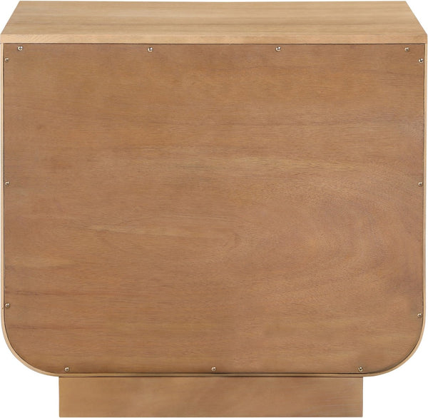 Meridian Furniture Sorell Solid Wood Nightstand with Oak Veneer Top Rounded Edges Scandinavian Bedroom Style Natural 66014Natural-NS