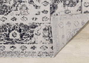 HomeRoots 7' Gray-Blue & Ivory Medallion Area Rug - Durable, Stain-Resistant, Perfect for High-Traffic Homes! 660150