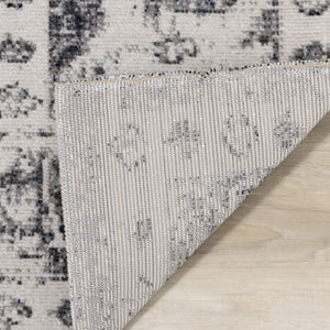 HomeRoots 7' Gray-Blue & Ivory Medallion Area Rug - Durable, Stain-Resistant, Perfect for High-Traffic Homes! 660150