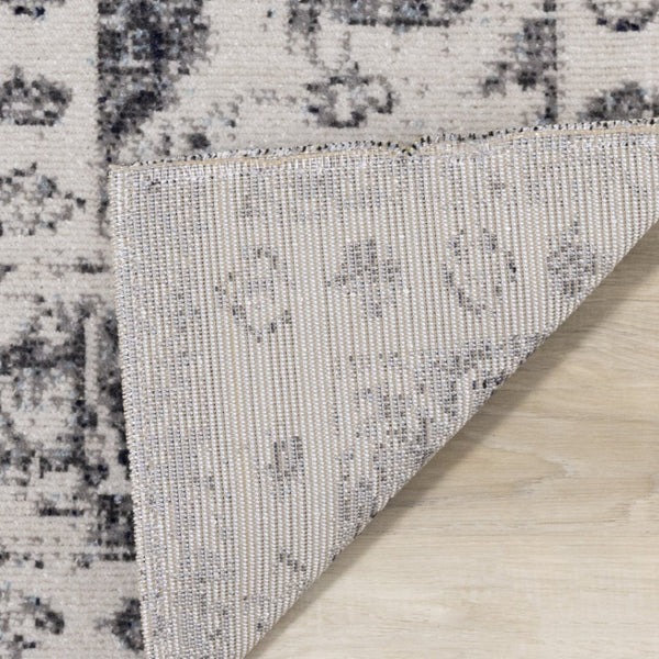 HomeRoots 7' Gray-Blue & Ivory Medallion Area Rug - Durable, Stain-Resistant, Perfect for High-Traffic Homes! 660150