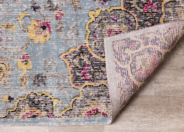HomeRoots 4' Vibrant Blue, Yellow & Pink Medallion Area Rug - Durable, Stain-Resistant for High-Traffic Spaces 5' X 8' 660153