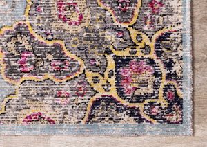 HomeRoots 4' Vibrant Blue, Yellow & Pink Medallion Area Rug - Durable, Stain-Resistant for High-Traffic Spaces 7' X 10' 660154