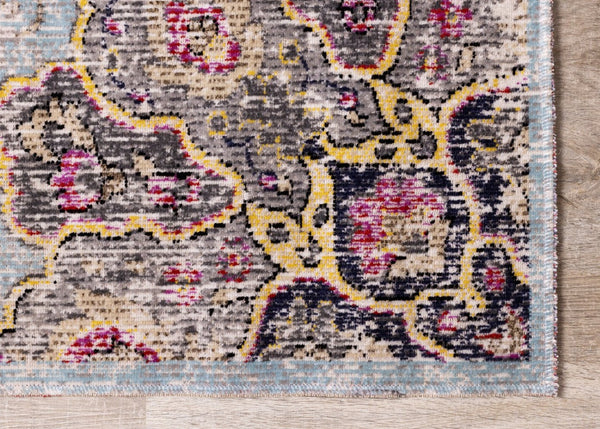 HomeRoots 4' Vibrant Blue, Yellow & Pink Medallion Area Rug - Durable, Stain-Resistant for High-Traffic Spaces 7' X 10' 660154