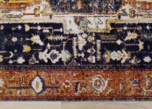 HomeRoots 7' Modern Medallion Area Rug in Vibrant Orange, Gray & Ivory - Stain-Resistant & Durable Design 660158