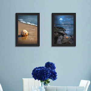 English Elm "sea Dream" 2 Piece Coastal Framed Print Set Ready to Hang for Bedroom or Living Room B06786935