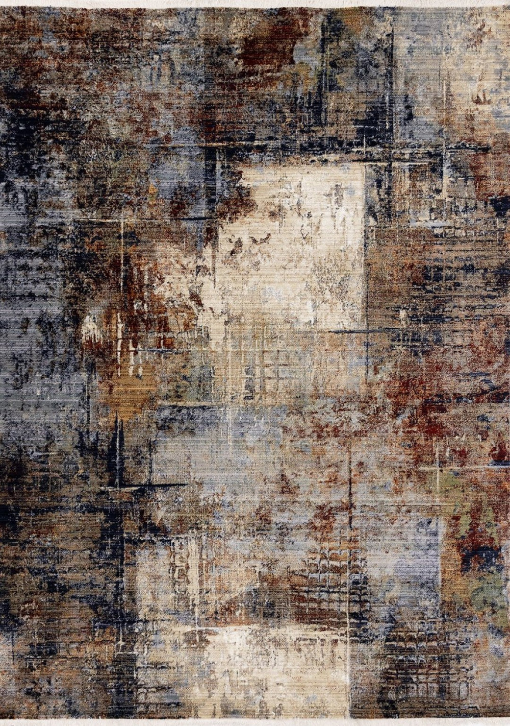 HomeRoots 5' Modern Abstract Area Rug in Cream, Black, and Tan – Durable, Stain-Resistant for Busy Homes 5' X 8' 660160