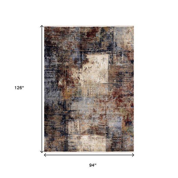 HomeRoots 8' Cream Black and Tan Abstract Area Rug - Modern, Durable Design Perfect for Family Living Spaces 8' X 10' 660161