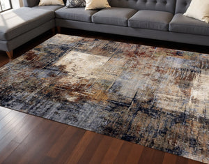HomeRoots 8' Cream Black and Tan Abstract Area Rug - Modern, Durable Design Perfect for Family Living Spaces 8' X 10' 660161