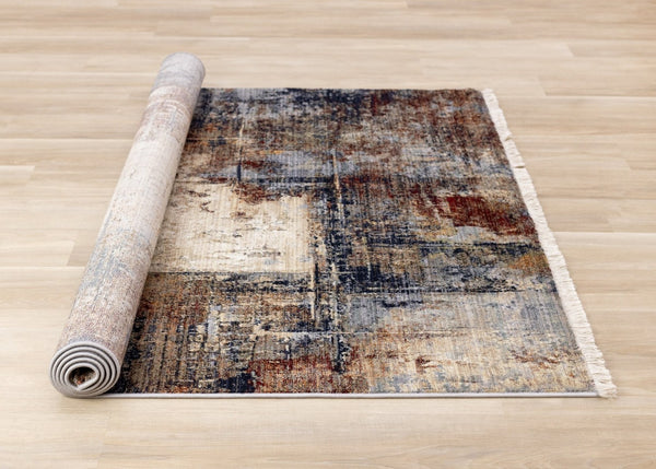 HomeRoots 8' Cream Black and Tan Abstract Area Rug - Modern, Durable Design Perfect for Family Living Spaces 8' X 10' 660161