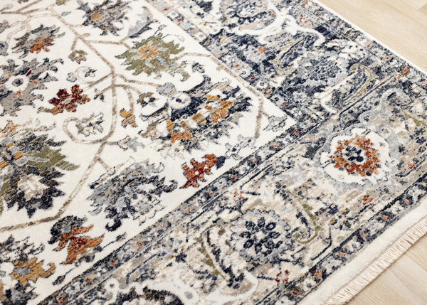 HomeRoots 5' Cream Gray and Red Floral Medallion Area Rug – Timeless Style, Stain-Resistant, Durable Design! 5' X 8' 660162