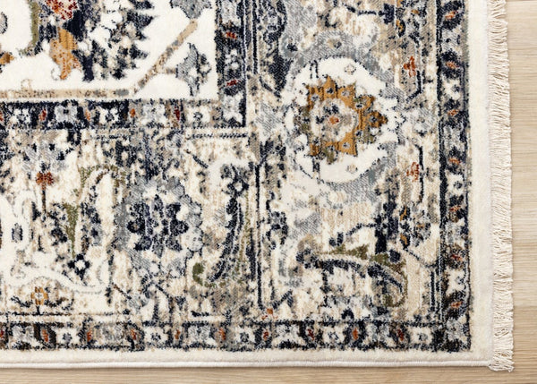 HomeRoots 5' Cream Gray and Red Floral Medallion Area Rug – Timeless Style, Stain-Resistant, Durable Design! 5' X 8' 660162