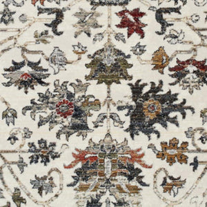HomeRoots 5' Cream Gray and Red Floral Medallion Area Rug – Timeless Style, Stain-Resistant, Durable Design! 7' X 10' 660163