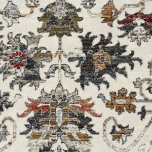 HomeRoots 5' Cream Gray and Red Floral Medallion Area Rug – Timeless Style, Stain-Resistant, Durable Design! 8' X 10' 660164