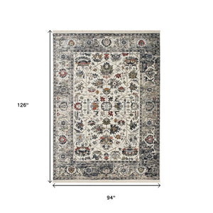 HomeRoots 5' Cream Gray and Red Floral Medallion Area Rug – Timeless Style, Stain-Resistant, Durable Design! 8' X 10' 660164