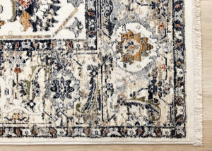 HomeRoots 5' Cream Gray and Red Floral Medallion Area Rug – Timeless Style, Stain-Resistant, Durable Design! 8' X 10' 660164