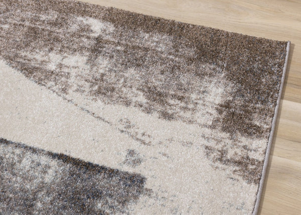 HomeRoots 5' Modern Geometric Area Rug in Cream, Brown & Black - Durable, Stain-Resistant & Stylish Design 5' X 8' 660168