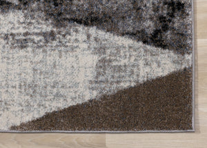HomeRoots 5' Modern Geometric Area Rug in Cream, Brown & Black - Durable, Stain-Resistant & Stylish Design 5' X 8' 660168