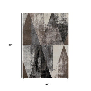 HomeRoots 5' Modern Geometric Area Rug in Cream, Brown & Black - Durable, Stain-Resistant & Stylish Design 8' X 11' 660169