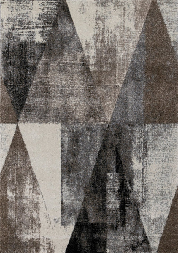 HomeRoots 3'' Modern Geometric Cream Brown and Black Area Rug - Durable, Stain-Resistant for High-Traffic Spaces 3' X 5' 660170
