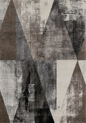 HomeRoots 3'' Modern Geometric Cream Brown and Black Area Rug - Durable, Stain-Resistant for High-Traffic Spaces 3' X 5' 660170