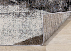 HomeRoots 3'' Modern Geometric Cream Brown and Black Area Rug - Durable, Stain-Resistant for High-Traffic Spaces 3' X 5' 660170