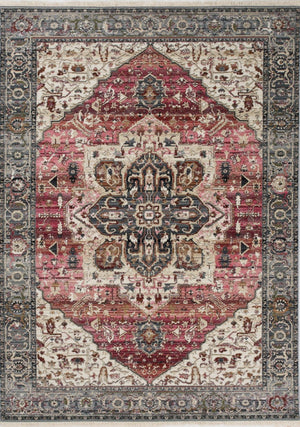 HomeRoots 8' Modern Medallion Area Rug in Soft Pink, Cream, and Gray - Durable, Stylish, Noise-Reducing Design 8' X 10' 660172