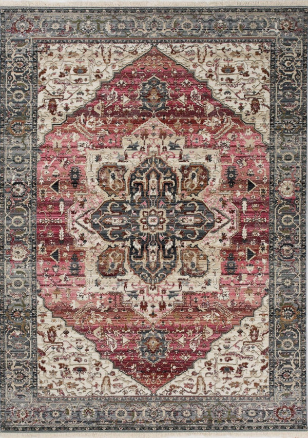 HomeRoots 8' Modern Medallion Area Rug in Soft Pink, Cream, and Gray - Durable, Stylish, Noise-Reducing Design 8' X 10' 660172