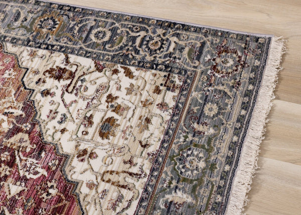 HomeRoots 8' Modern Medallion Area Rug in Soft Pink, Cream, and Gray - Durable, Stylish, Noise-Reducing Design 8' X 10' 660172