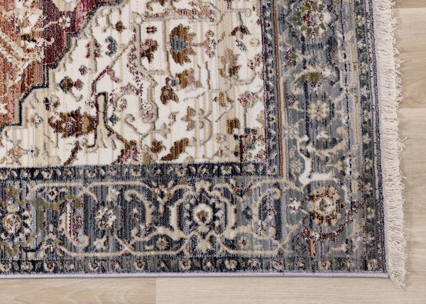 HomeRoots 8' Modern Medallion Area Rug in Soft Pink, Cream, and Gray - Durable, Stylish, Noise-Reducing Design 8' X 10' 660172
