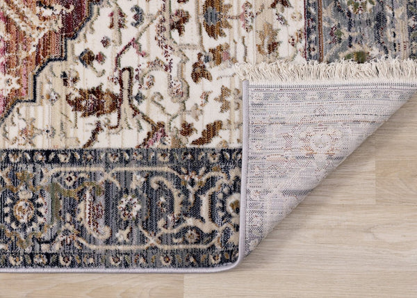 HomeRoots 8' Modern Medallion Area Rug in Soft Pink, Cream, and Gray - Durable, Stylish, Noise-Reducing Design 8' X 10' 660172