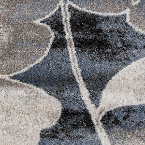 HomeRoots 8' Botanical Runner Rug in Bold Blue, Cream & Black – Durable, Stain-Resistant, Stylish Design 2' X 8' 660175