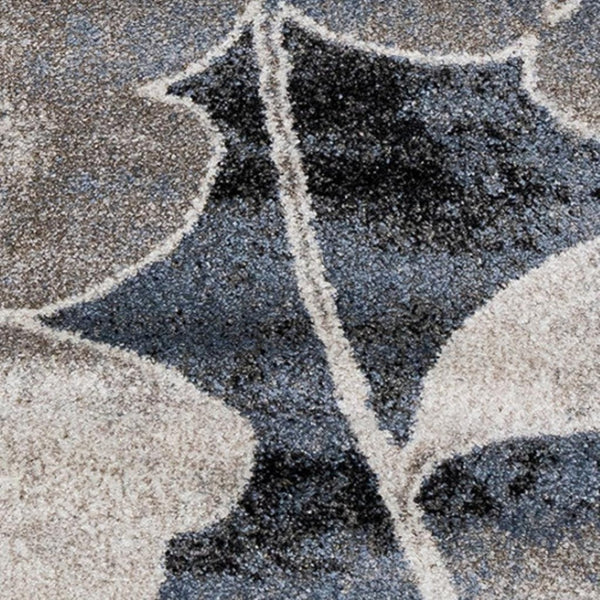 HomeRoots 8' Botanical Runner Rug in Bold Blue, Cream & Black – Durable, Stain-Resistant, Stylish Design 2' X 8' 660175