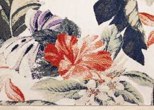 HomeRoots 8' Cream Botanical Leaves Area Rug - Brick-Red & Green Design for Cozy, Stylish Living Spaces 8' X 11' 660177