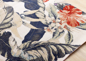 HomeRoots 8' Cream Botanical Leaves Area Rug - Brick-Red & Green Design for Cozy, Stylish Living Spaces 8' X 11' 660177