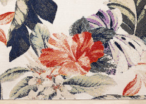 HomeRoots 8' Cream Botanical Leaves Area Rug - Brick-Red & Green Design for Cozy, Stylish Living Spaces 8' X 11' 660177