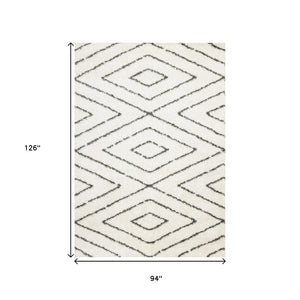HomeRoots 8' Cream and Green Geometric Area Rug – Modern Design with Stain Resistance for Homes with Kids & Pets 8' X 11' 660179