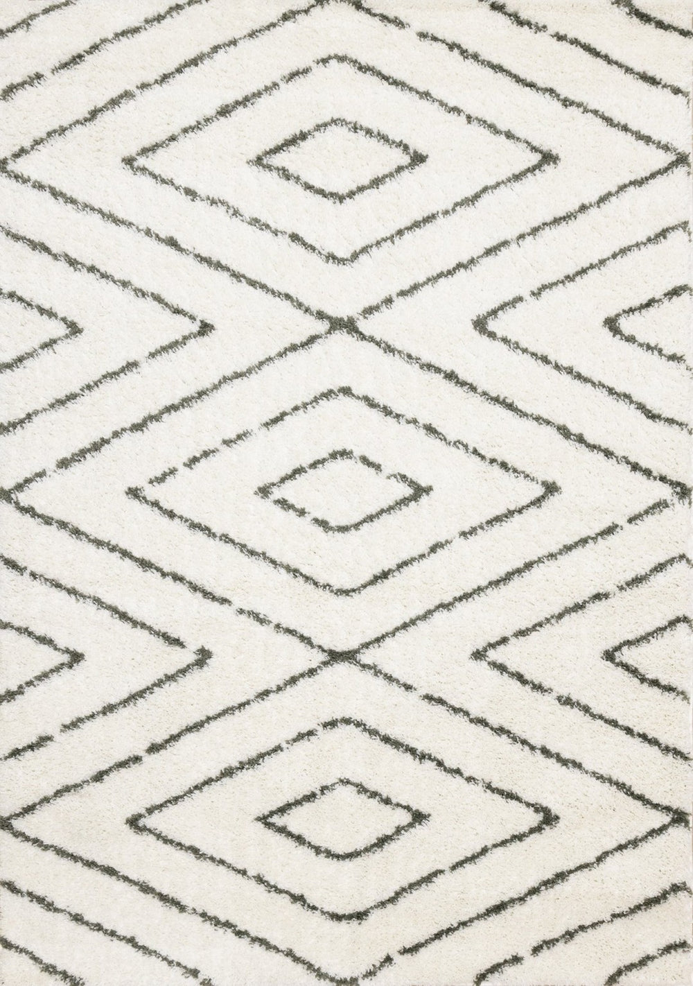 HomeRoots 8' Cream and Green Geometric Area Rug – Modern Design with Stain Resistance for Homes with Kids & Pets 8' X 11' 660179