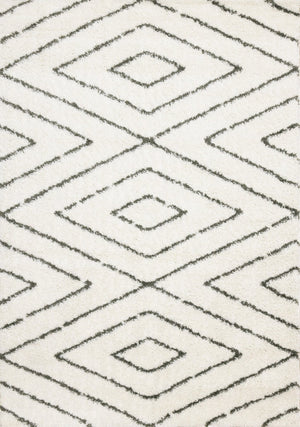HomeRoots 8' Cream and Green Geometric Area Rug – Modern Design with Stain Resistance for Homes with Kids & Pets 8' X 11' 660179