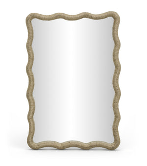 Meridian Furniture Meadow Jute Rope Wrapped Round Wall Mirror Handcrafted Wavy Frame for Boho Entryway Decor 24 inches 66017Natural-M