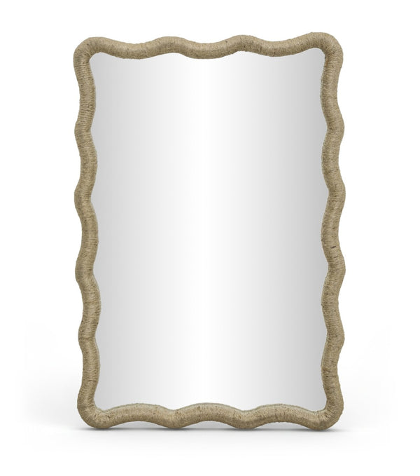 Meridian Furniture Meadow Jute Rope Wrapped Round Wall Mirror Handcrafted Wavy Frame for Boho Entryway Decor 24 inches 66017Natural-M