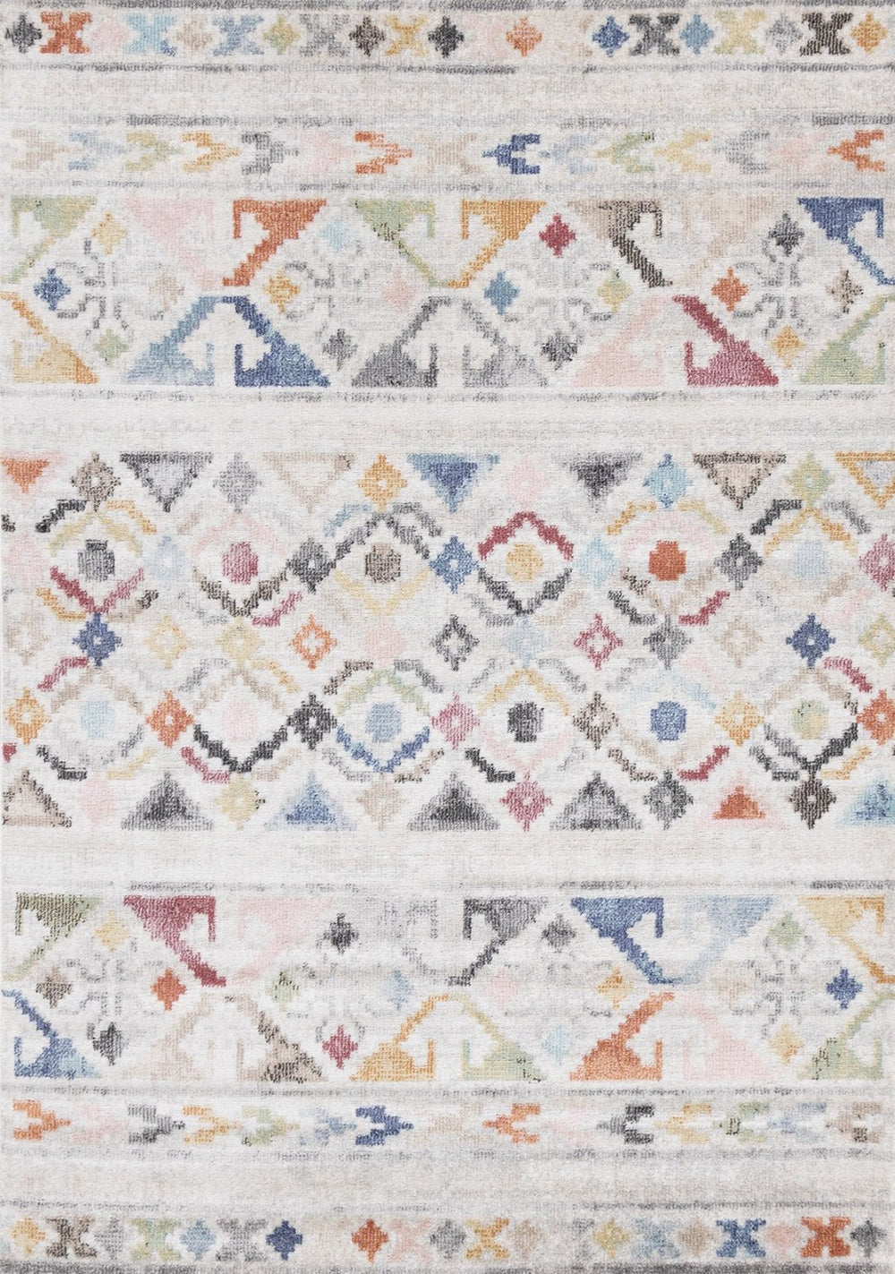 HomeRoots 8' Cream Blue and Green Tribal Area Rug - Soft, Stain-Resistant, Perfect for High-Traffic Spaces! 8' X 11' 660181
