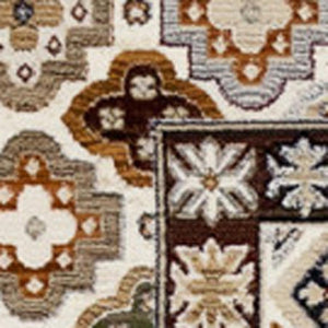 HomeRoots 5' Elegant Cream Brown and Tan Oriental Area Rug - Durable, Stain-Resistant Design for Any Space 5' X 8' 660182