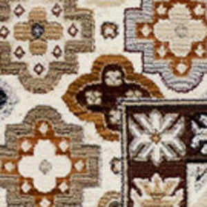 HomeRoots 5' Elegant Cream Brown and Tan Oriental Area Rug - Durable, Stain-Resistant Design for Any Space 5' X 8' 660182