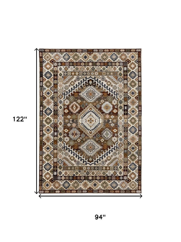 HomeRoots 8' Elegant Cream Brown Tan Oriental Area Rug - Durable, Stain-Resistant Design for Modern Spaces 8' X 10' 660183