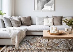 HomeRoots 8' Elegant Cream Brown Tan Oriental Area Rug - Durable, Stain-Resistant Design for Modern Spaces 8' X 10' 660183