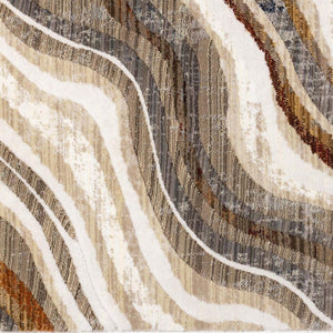 HomeRoots 5' Cream and Beige Abstract Area Rug - Soft, Durable, Stain-Resistant for Modern Living Spaces 5' X 8' 660184