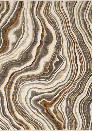 HomeRoots 5' Cream and Beige Abstract Area Rug - Soft, Durable, Stain-Resistant for Modern Living Spaces 5' X 8' 660184