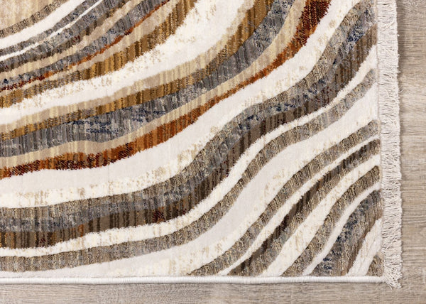 HomeRoots 5' Cream and Beige Abstract Area Rug - Soft, Durable, Stain-Resistant for Modern Living Spaces 5' X 8' 660184
